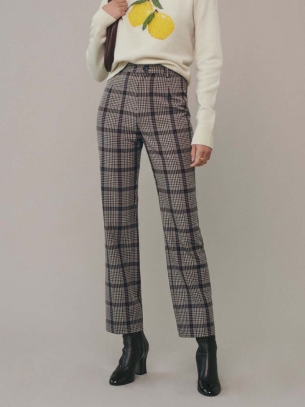 Reformation Tan Cotton Franklin Paid Pants, 6